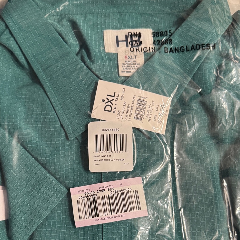 Harbor Bay Teal Short Sleeve Shirt 5XLT